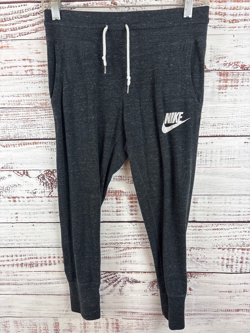 Nike Charcoal Gray Athletic Jogger Sweatpants Drawstring Pockets Womens Sz XS